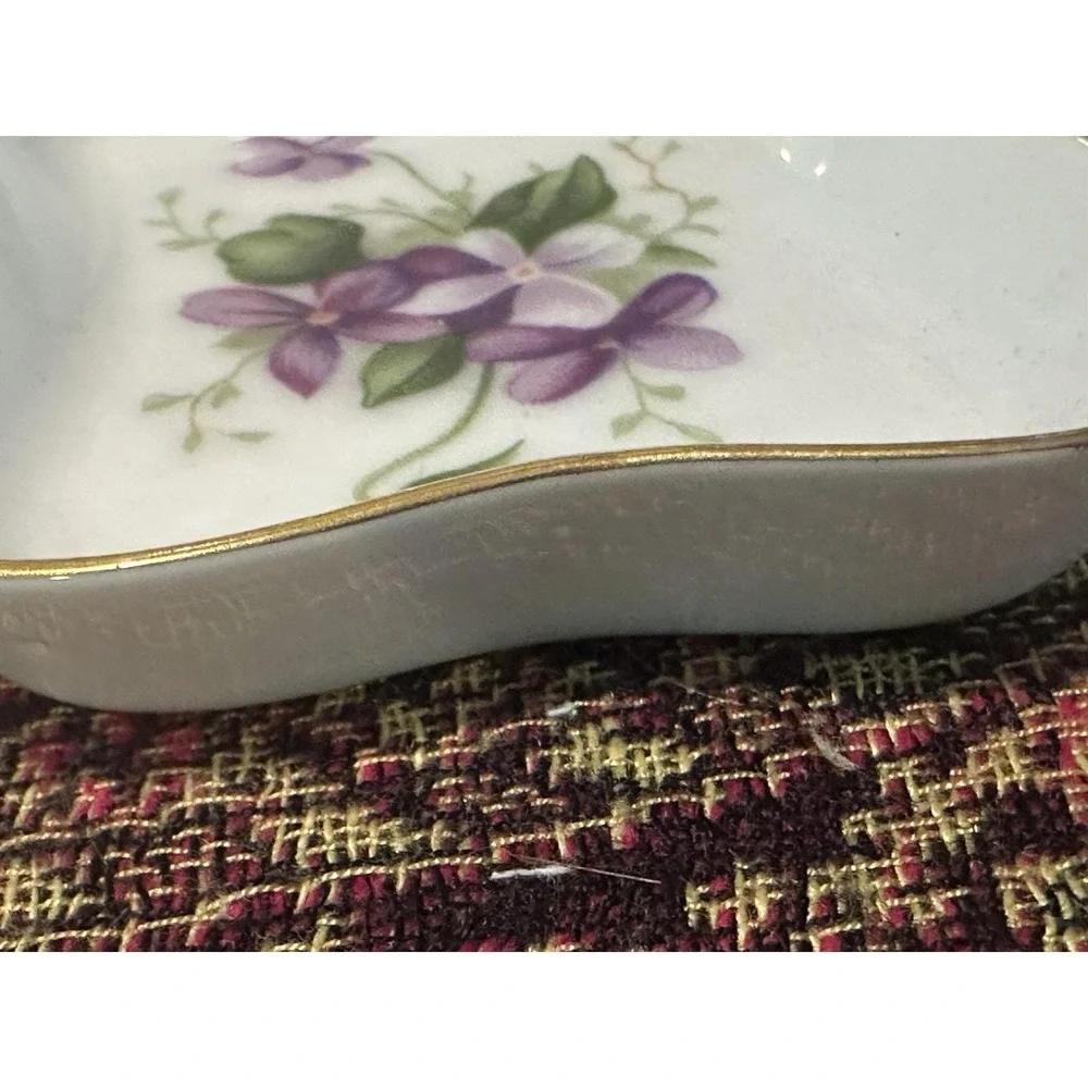 VTG Rossetti Spring Violets trinket dish Gilded Gold Rim Occupied Japan 40s